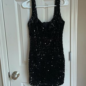 New Forever 21 Black Sequin Body-con Mini Dress
